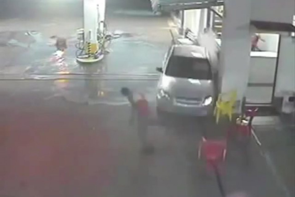 Crazy Gas Station Car Accident