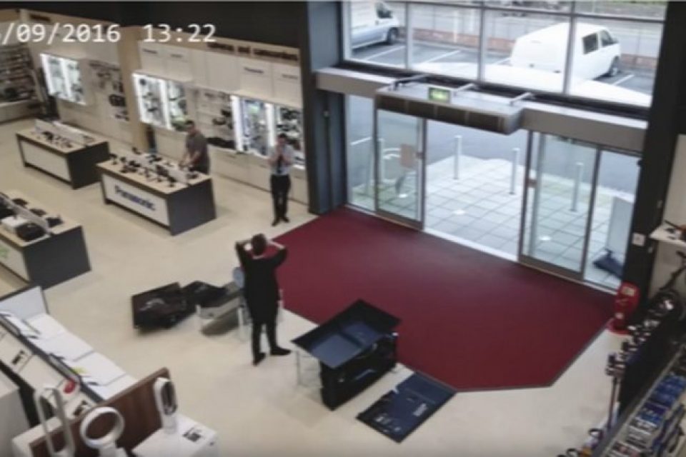 Customer knocks down 4 TVs